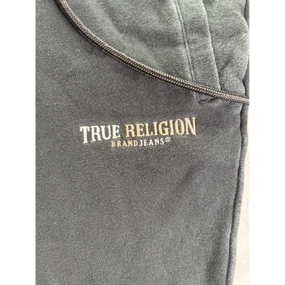 True Religion Brand Jeans Men's Fleece‎ Sweat Shorts Black Gold Logo Size M